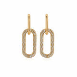 Earrings 2 Ring Paperclip and Pave Diamond Drop Earrings