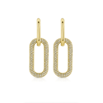 Earrings 2 Ring Paperclip and Pave Diamond Drop Earrings