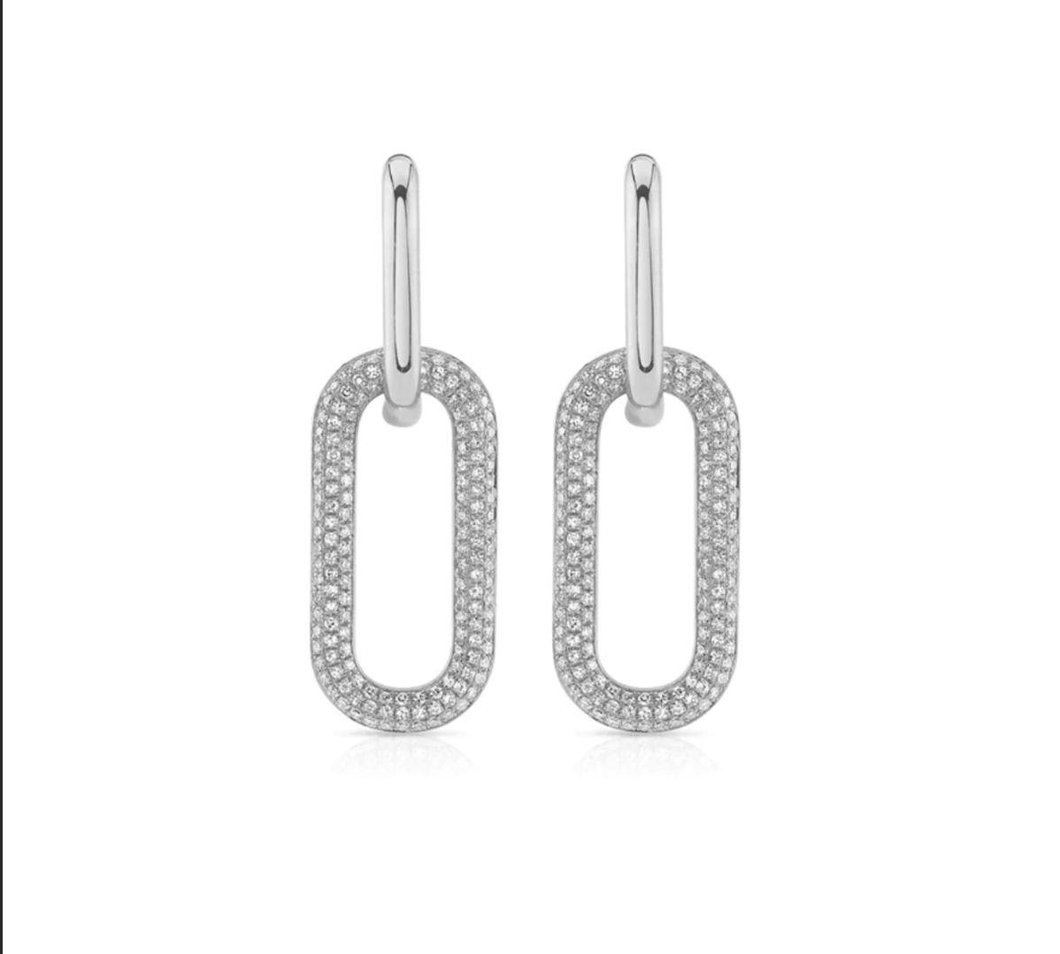 Earrings 2 Ring Paperclip and Pave Diamond Drop Earrings