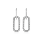 Earrings 2 Ring Paperclip and Pave Diamond Drop Earrings