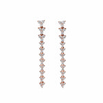 Earrings 6 / Rose Gold 14K Gold Trio of Round Diamonds Drop Earrings