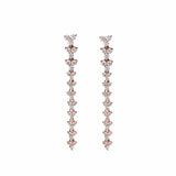 Earrings 6 / Rose Gold 14K Gold Trio of Round Diamonds Drop Earrings