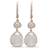 Earrings 6 / Rose Gold Moonstone and Diamond Drop Hoop Earrings