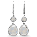 Earrings 6 / White Gold Moonstone and Diamond Drop Hoop Earrings