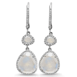 Earrings 6 / White Gold Moonstone and Diamond Drop Hoop Earrings