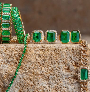 Earrings Copy of 14K & 18K Gold Emerald Stud Earrings, 5 x 3 mm