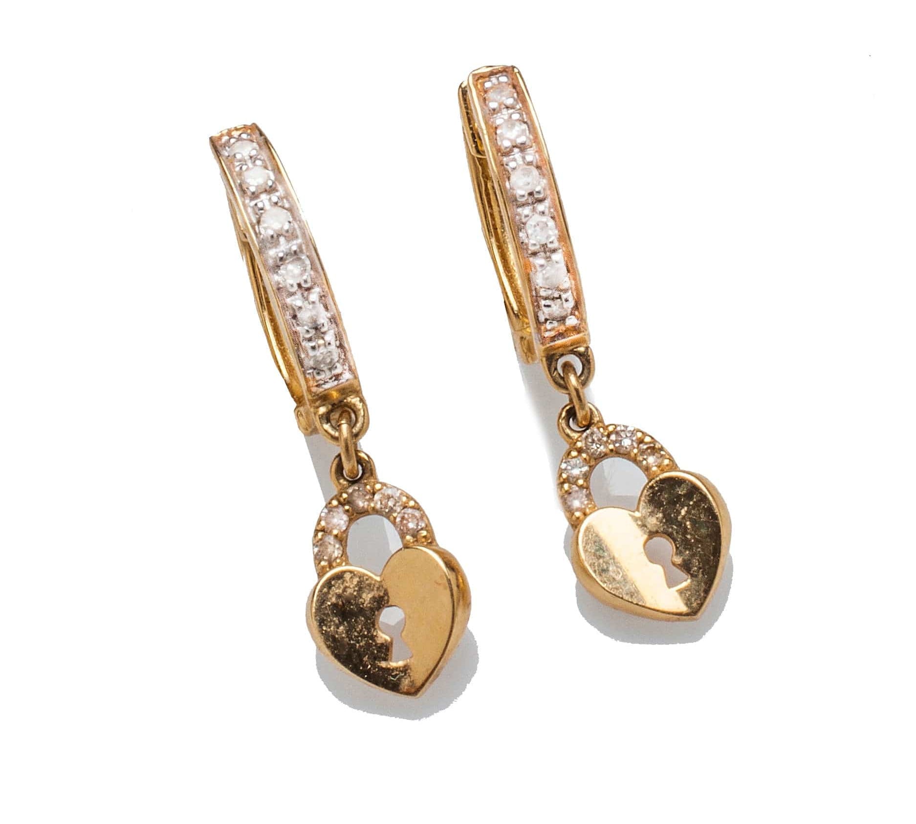 Earrings Diamond 14K Gold & Hoop Earrings  with your Choice of Charm