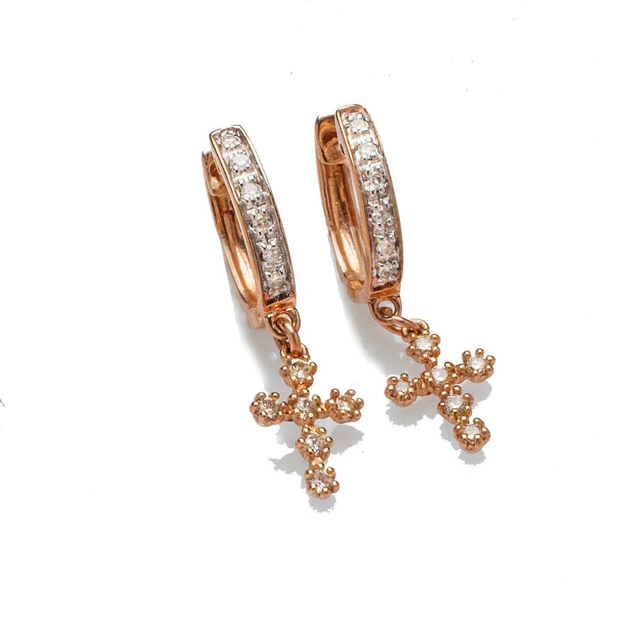 Earrings Diamond 14K Gold & Hoop Earrings  with your Choice of Charm