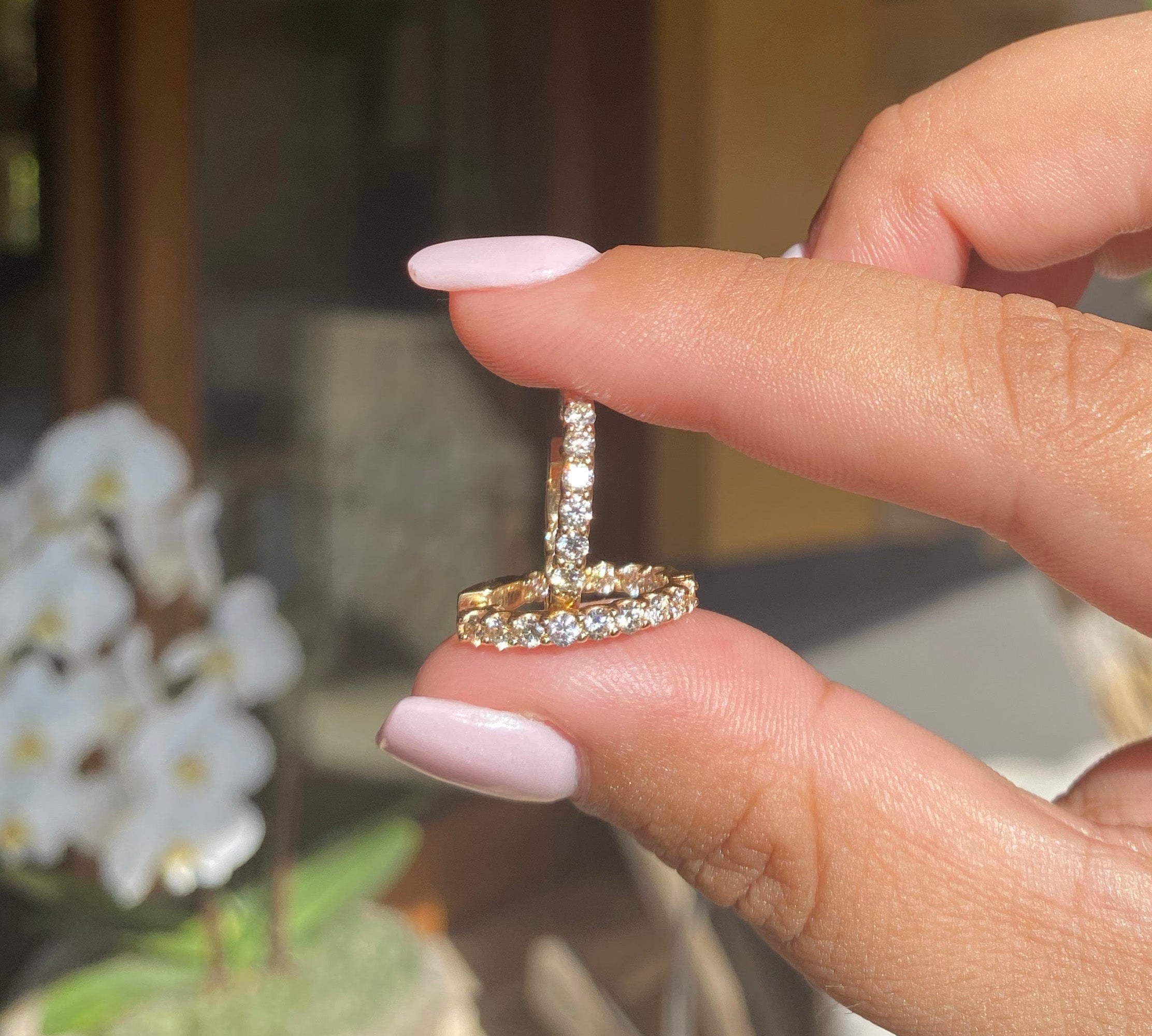 Earrings Diamond Inside-Outside Hoop Earrings