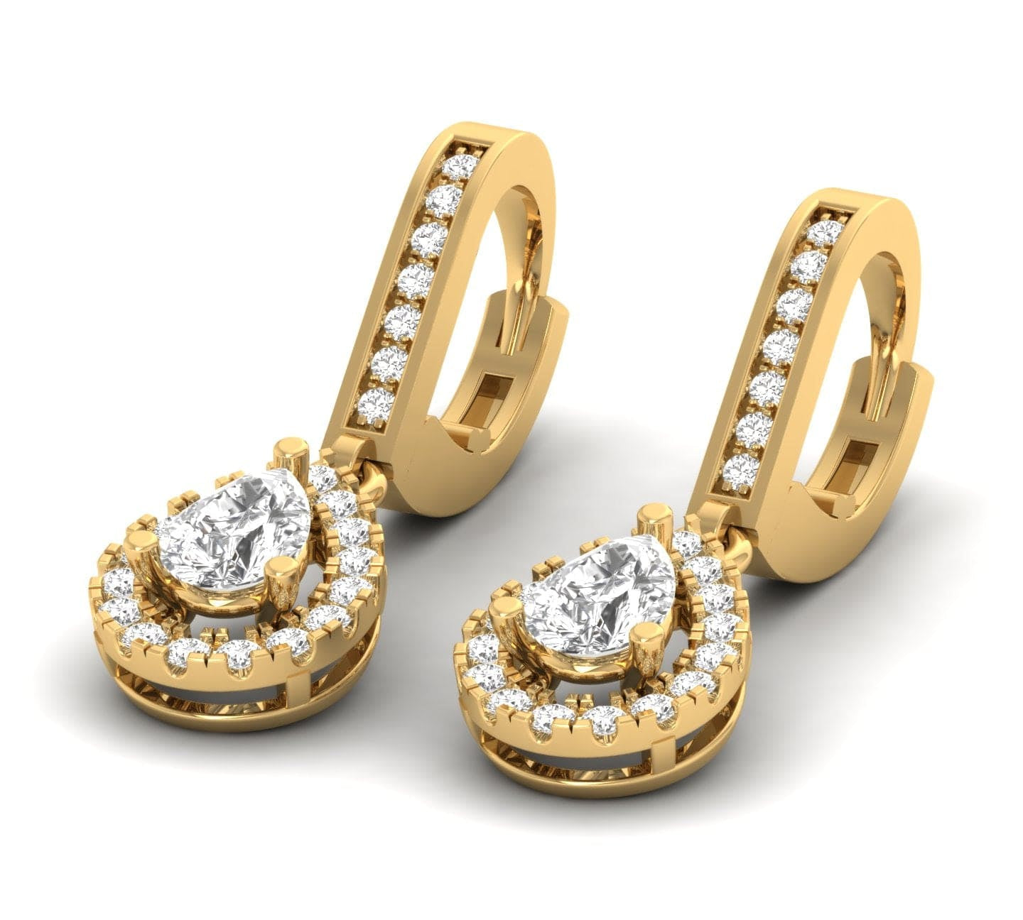 Earrings Halo Pear Diamond Drop  Earrings, Lab Grown