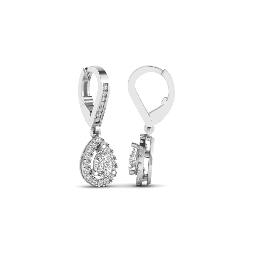 Earrings Halo Pear Diamond Drop  Earrings, Lab Grown