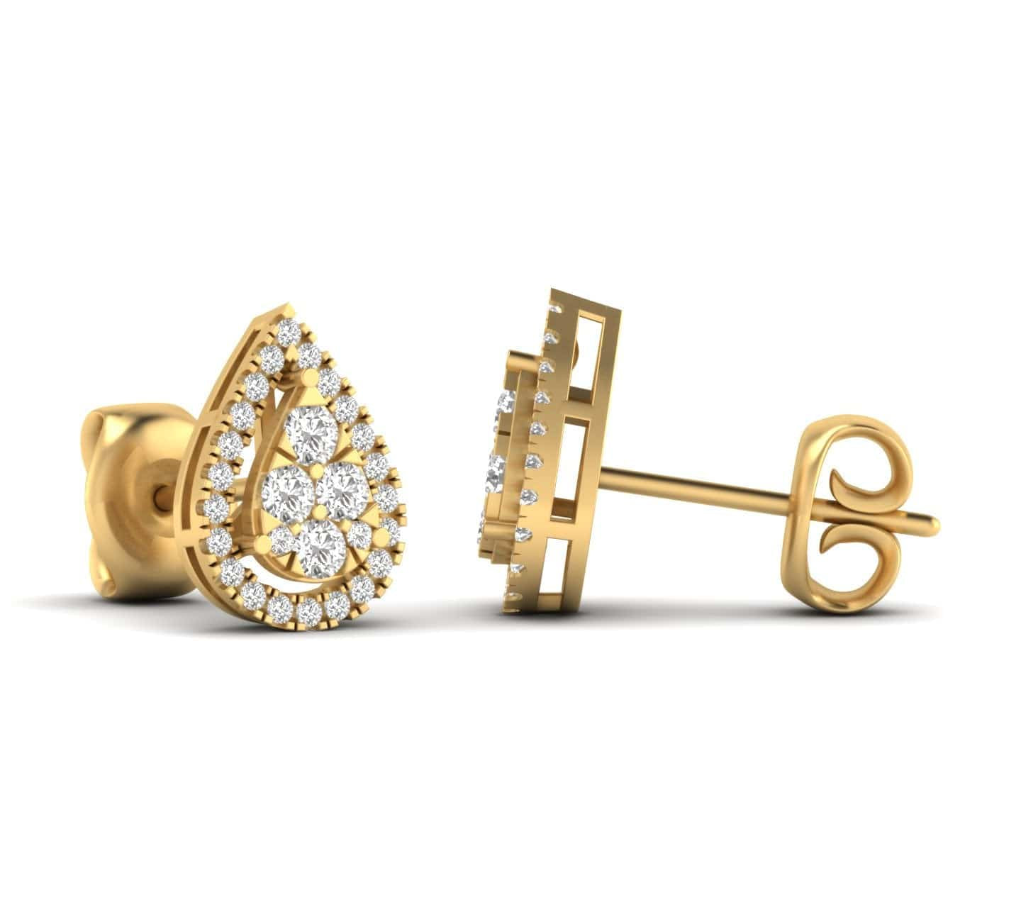 Earrings Halo Pear Diamond Stud  Earrings, Lab Grown