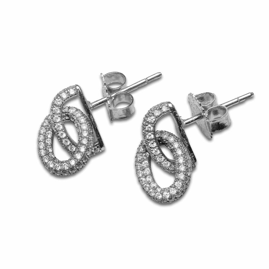 Earrings Micro-Pave Diamond Double Link Chain Hoop Earrings