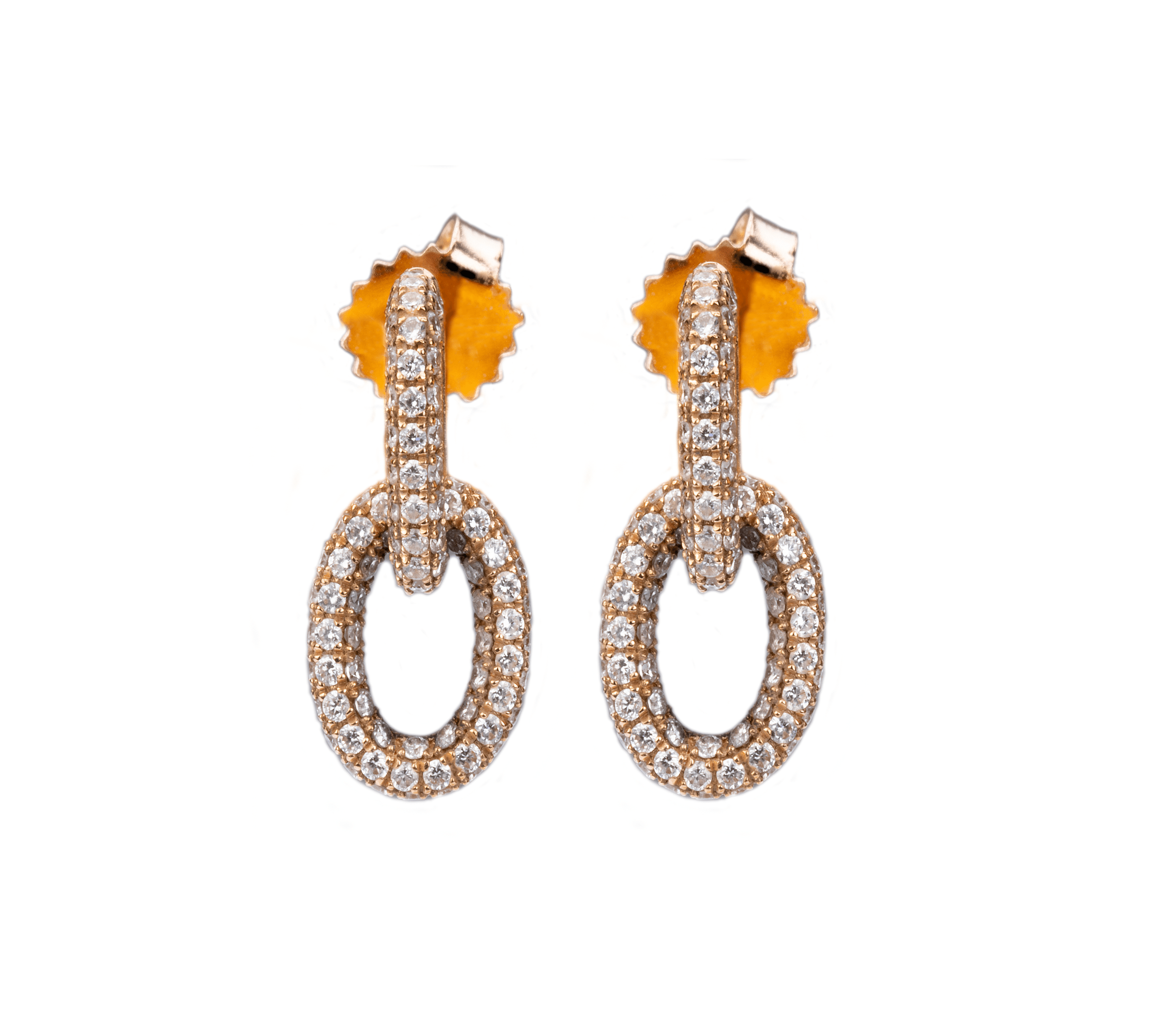 Earrings Micro-Pave Diamond Double Link Chain Hoop Earrings