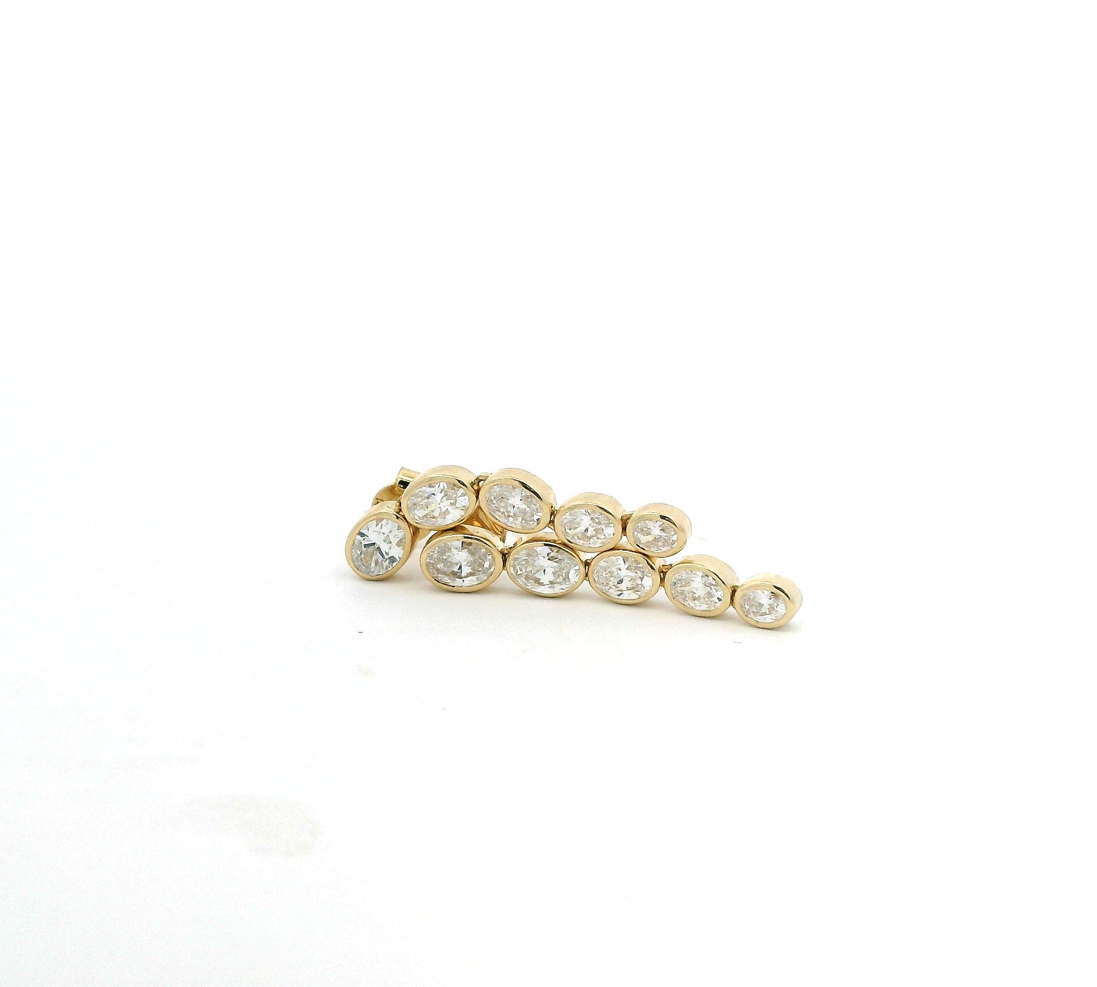 Earrings Oval Diamond Bezel Set Drop Earrings, Lab Grown