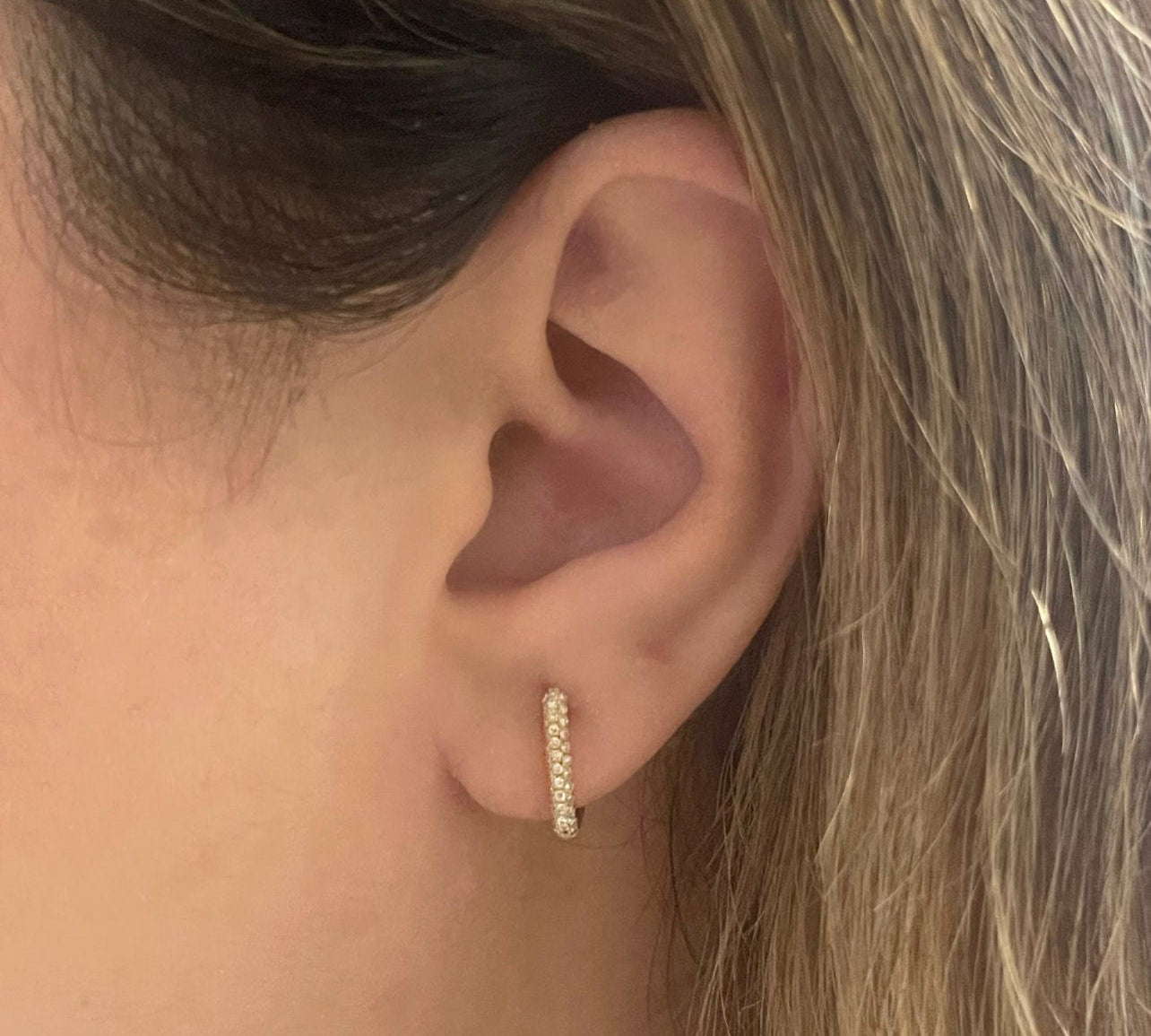 Earrings Rectangle Micro-Pave Diamond Hoop Earrings