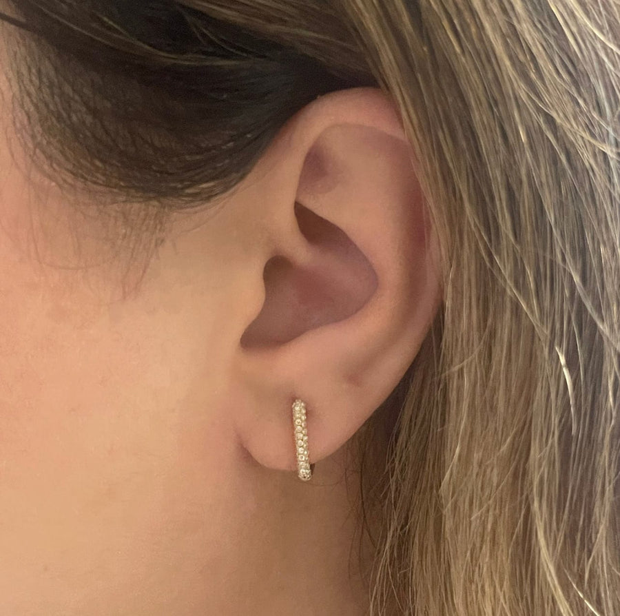 Earrings Rectangle Micro-Pave Diamond Hoop Earrings