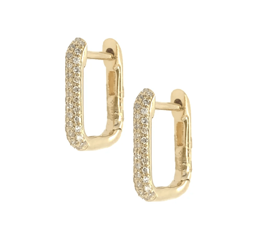 Earrings Rectangle Micro-Pave Diamond Hoop Earrings