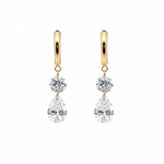 Earrings Rose Gold / 1.5 cts tw 14K Gold Invisible Set Laser Drilled Round and Pear Drop Diamond Earrings, Lab Grown