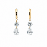 Earrings Rose Gold / 1.5 cts tw 14K Gold Invisible Set Laser Drilled Round and Pear Drop Diamond Earrings, Lab Grown