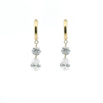 Earrings Rose Gold / 12 Diamonds 14K Gold Invisible Set Laser Drilled Round and Pear Drop Diamond Earrings, Lab Grown