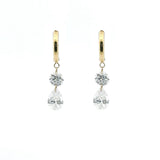 Earrings Rose Gold / 12 Diamonds 14K Gold Invisible Set Laser Drilled Round and Pear Drop Diamond Earrings, Lab Grown