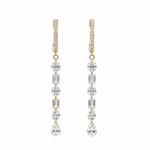 Earrings Rose Gold / 12 Diamonds 18K Gold Invisible Set Laser Drilled Multi-Shape Diamond Earrings, Lab Grown