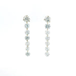 Earrings Rose Gold / 12 Diamonds 18K Gold Invisible Set Laser Drilled Round Diamond Stud Dandle Earrings, Lab Grown