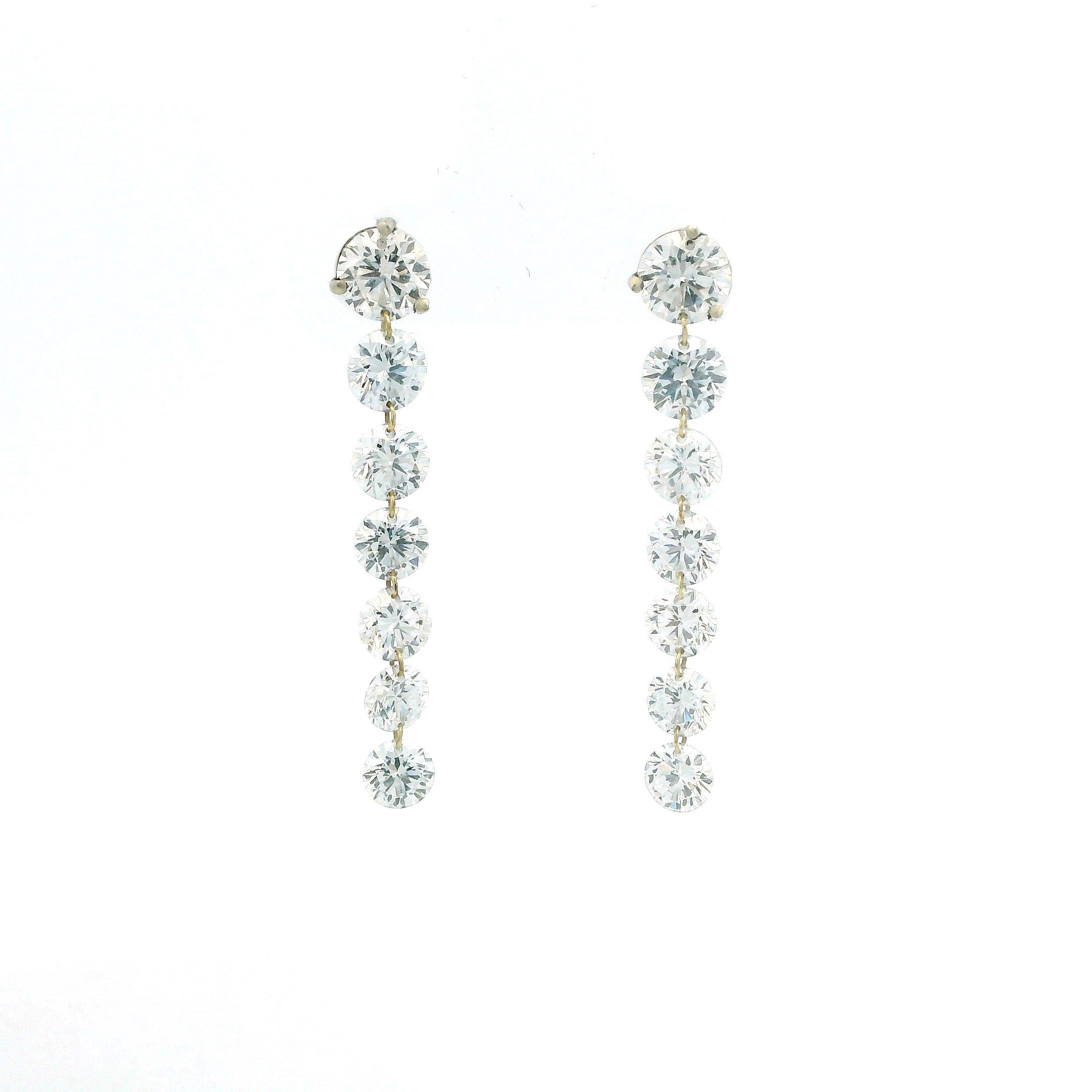 Earrings Rose Gold / 12 Diamonds 18K Gold Invisible Set Laser Drilled Round Diamond Stud Dandle Earrings, Lab Grown