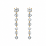 Earrings Rose Gold / 12 Diamonds 18K Gold Invisible Set Laser Drilled Round Diamond Stud Dandle Earrings, Lab Grown
