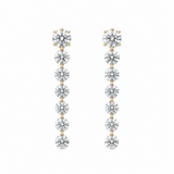 Earrings Rose Gold / 12 Diamonds 18K Gold Invisible Set Laser Drilled Round Diamond Stud Dandle Earrings, Lab Grown
