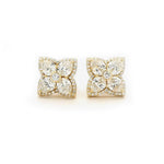 Earrings Rose Gold / 14K 14K & 18K Gold Diamond Clover Flower Stud Earrings, Lab Grown