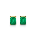 Earrings Rose Gold / 14K 14K & 18K Gold Emerald Stud Earrings, 6 x 4 mm