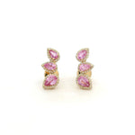 Earrings Rose Gold / 14K 14K & 18K Gold Three Pear Pink Sapphire and Diamond Crawler Earrings