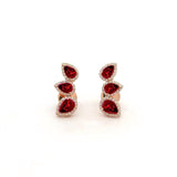 Earrings Rose Gold / 14K 14K & 18K Gold Three Pear Ruby and Diamond Crawler Earrings