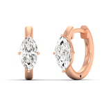 Earrings Rose Gold / 14K 14K and 18K Gold Marquise Diamond Huggie Hoop Earrings, lab grown