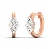 Earrings Rose Gold / 14K 14K and 18K Gold Marquise Diamond Huggie Hoop Earrings, lab grown
