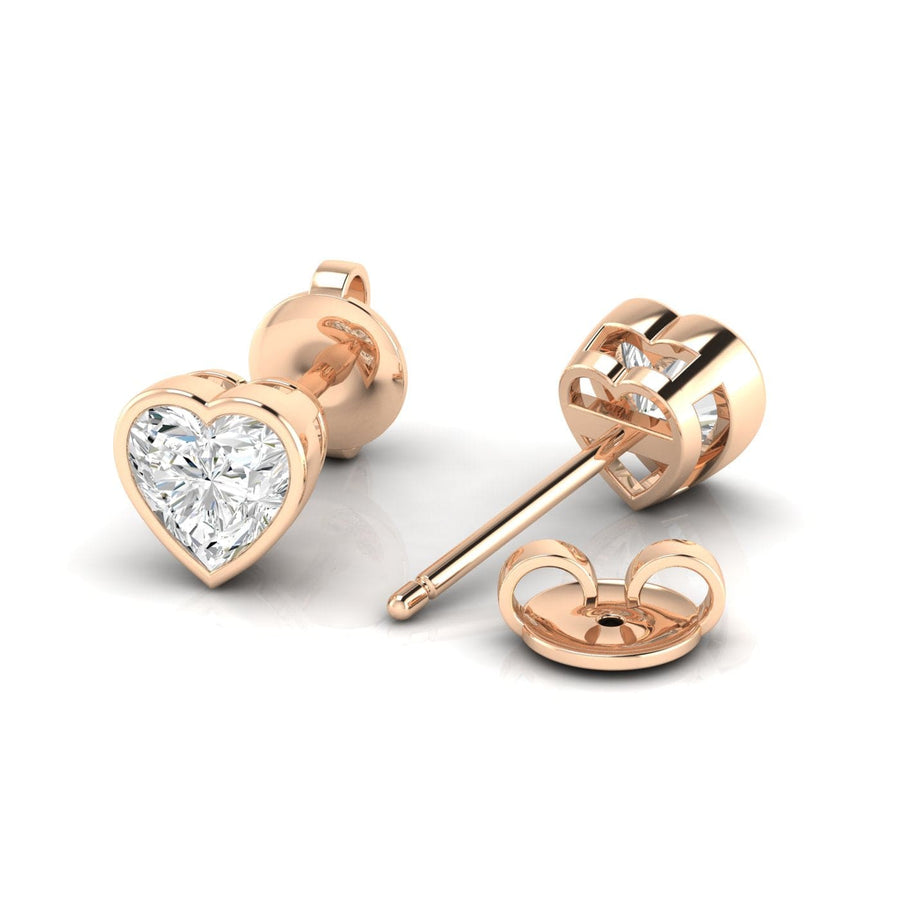Earrings Rose Gold / 14K / .5 carats total weight 14K & 18K Gold Heart Bezel Set Stud Earrings