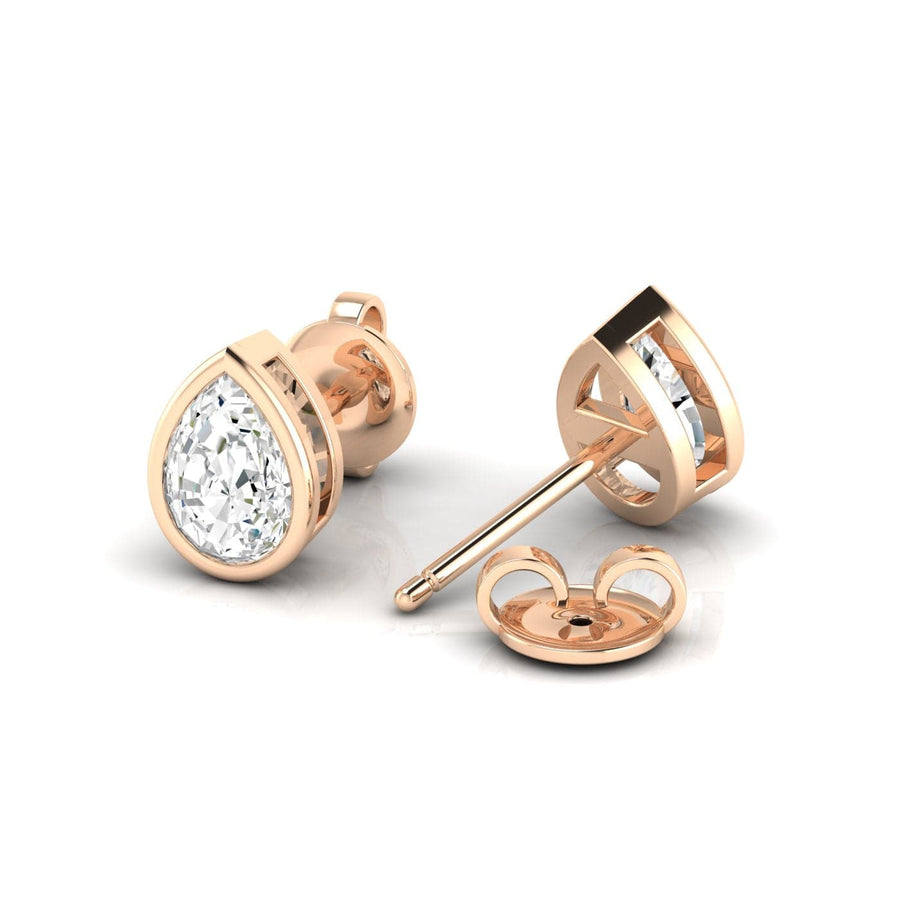 Earrings Rose Gold / 14K / .5 carats total weight 14K & 18K Gold Pear Bezel Set Diamond Stud Earrings, Lab Grown