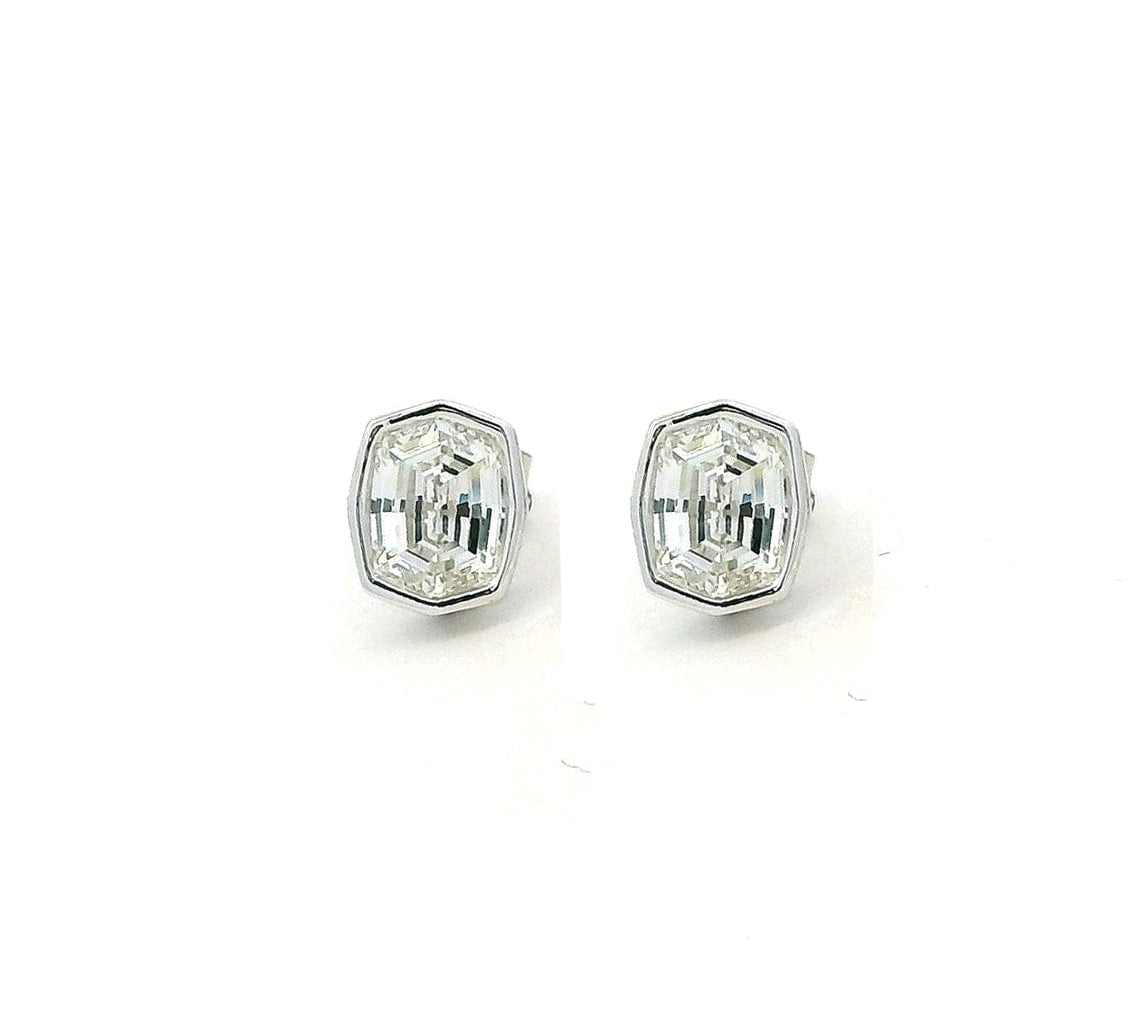Earrings Rose Gold / 14K / .5 carats total weight 14K & 18K Gold Step Cut Cushion Bezel Set Diamond Stud Earrings, Lab Grown