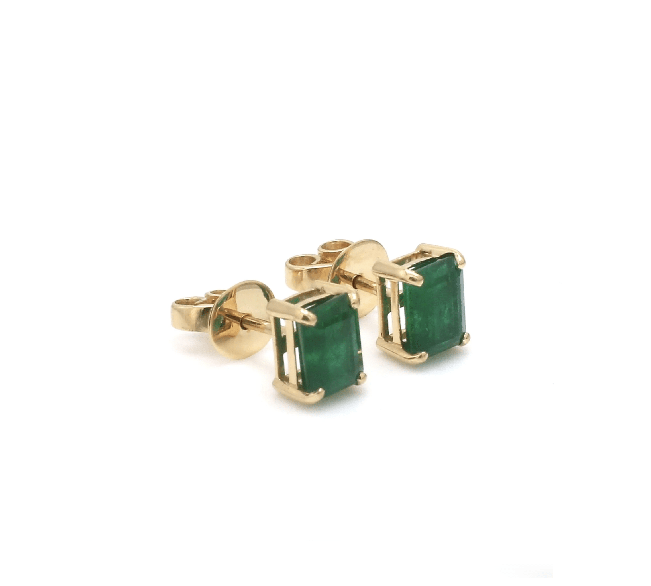 Earrings Rose Gold / 14K Copy of 14K & 18K Gold Emerald Stud Earrings, 5 x 3 mm