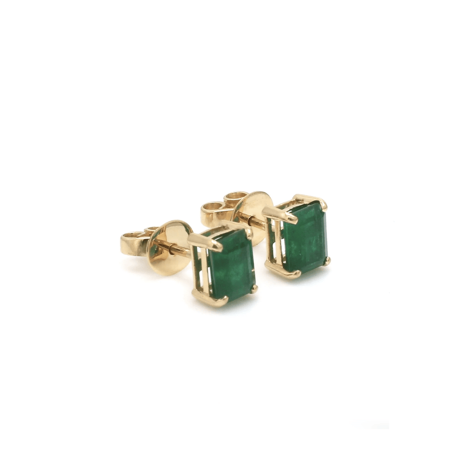 Earrings Rose Gold / 14K Copy of 14K & 18K Gold Emerald Stud Earrings, 5 x 3 mm