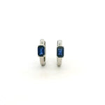 Earrings Rose Gold 14K Gold and Blue Sapphire Huggie Hoops Earrings