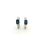 Earrings Rose Gold 14K Gold and Blue Sapphire Huggie Hoops Earrings