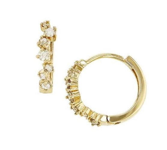 Earrings Rose Gold 14K Gold and Diamond Hoop Earrings Random Setting