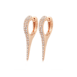 Earrings Rose Gold 14K Gold and "Pave" Diamond Dagger Hoops Earrings, Large