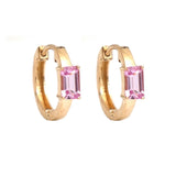 Earrings Rose Gold 14K Gold and Pink Sapphire Huggie Hoops Earrings