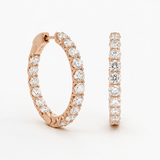 Earrings Rose Gold 14K Gold Diamond Inside-Outside Hoop Earrings, XLarge, Lab Grown