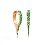 Earrings Rose Gold 14K Gold Emerald Dagger Hoops Earrings