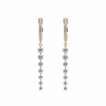 Earrings Rose Gold 14K Gold Invisible Set Laser Drilled Graduated Drop Round Diamond Huggie Hoops Earrings, 2.45 ct, Lab Grown